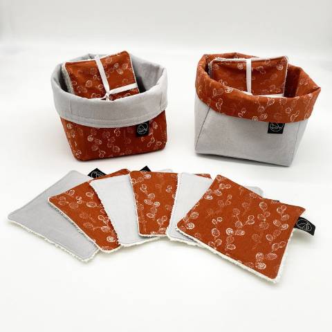 Lot panier tissu et lingettes lavables