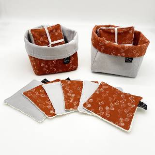 Lot panier tissu et lingettes lavables